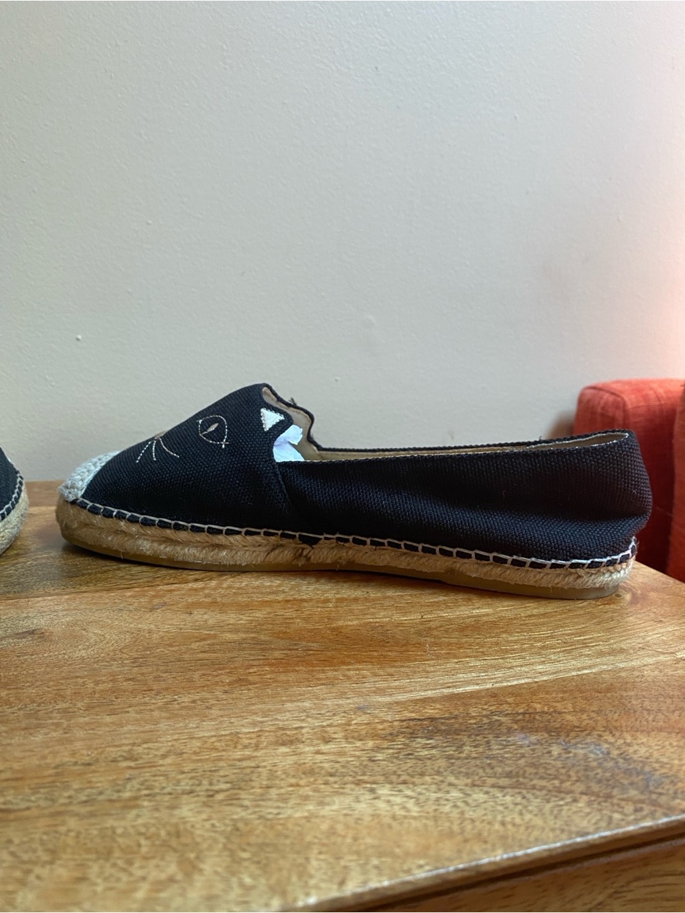 Charlotte Olympia Black Kitty Cat Face Flats Espadrilles Shoes Canvas - Picture 10 of 13